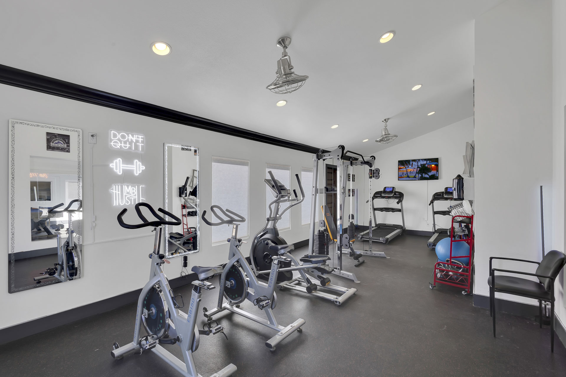 Fitness center with cardio machines