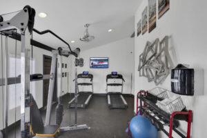 Fitness center with treadmills and weights